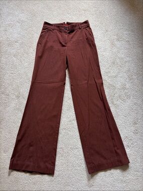 Women’s Wide-Leg Dress Pants in Deep Red Brown